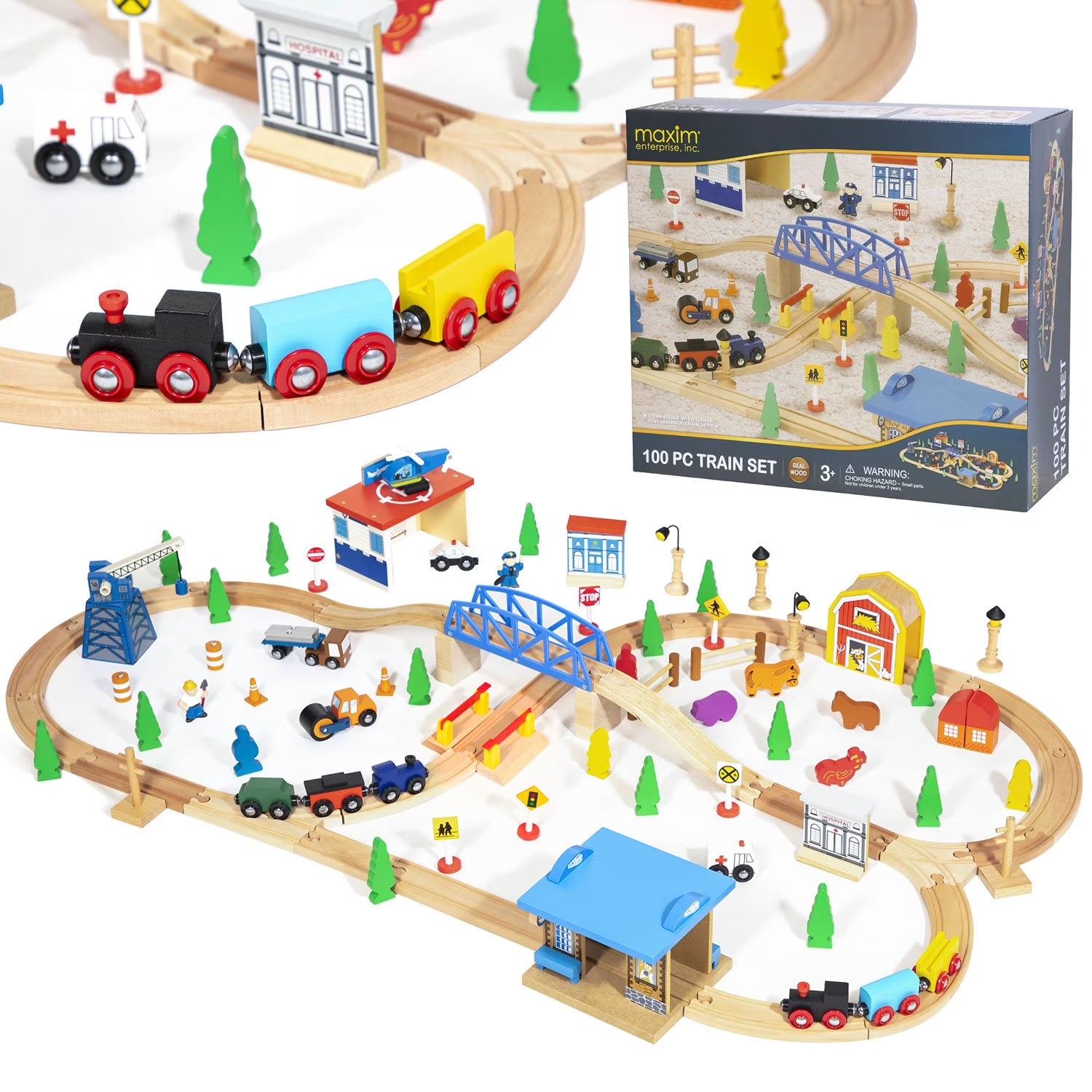 Wooden Train Set, 100 Pc.